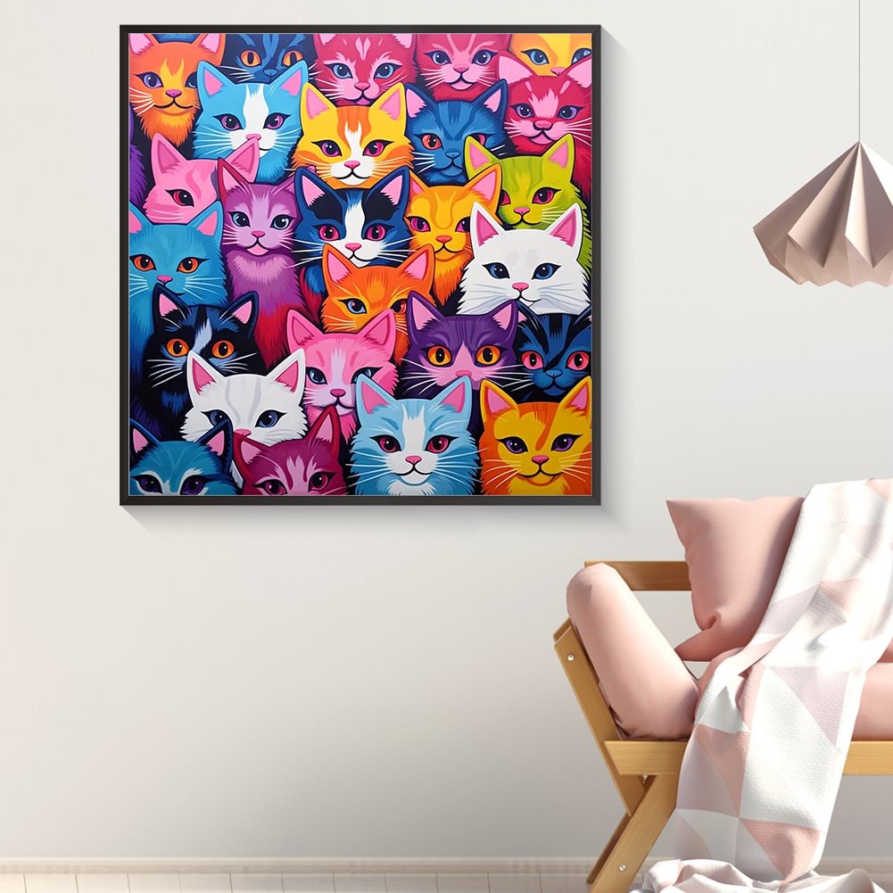 Resin Art Baby - Diamant Malerei Familie Bunte Baby Katze