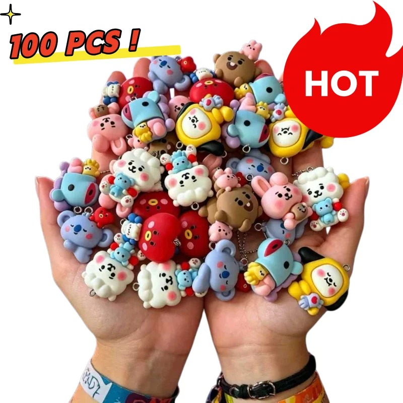 Resin Art Hanging - 7 Stück BT21 Harz-Cartoon-Anhänger DIY-Zubehör Bastelbedarf