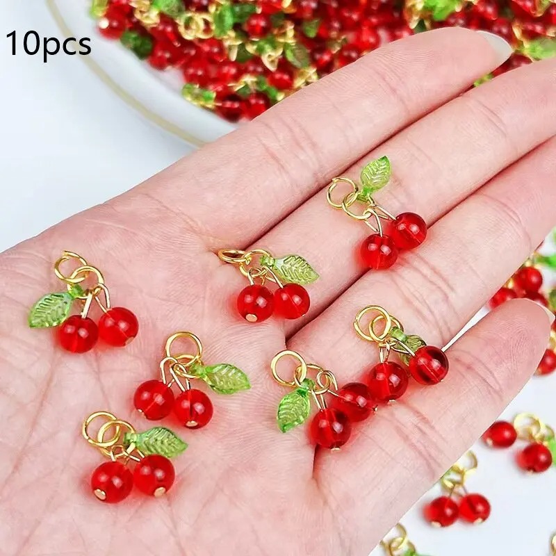 Resin Art Hanging - 10er-Pack 18x18mm Multiform 3D Rote Kirsche