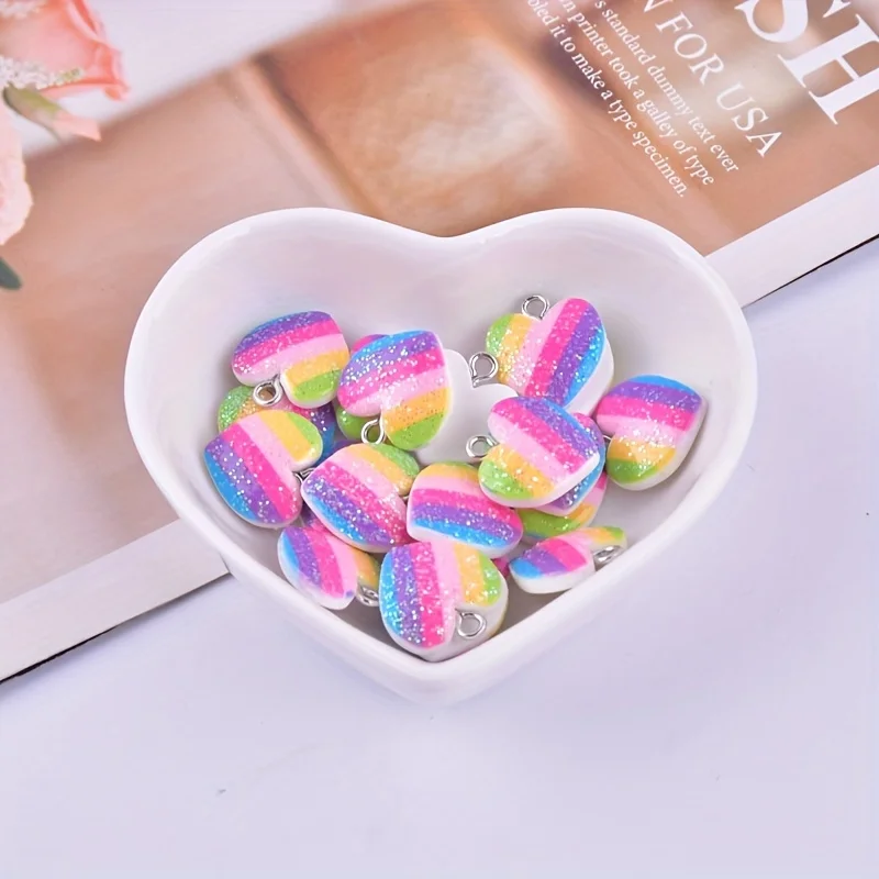 10 Stück bunte Herz-Harz-Anhän – Resin Art Hanging Bewertung und Preis